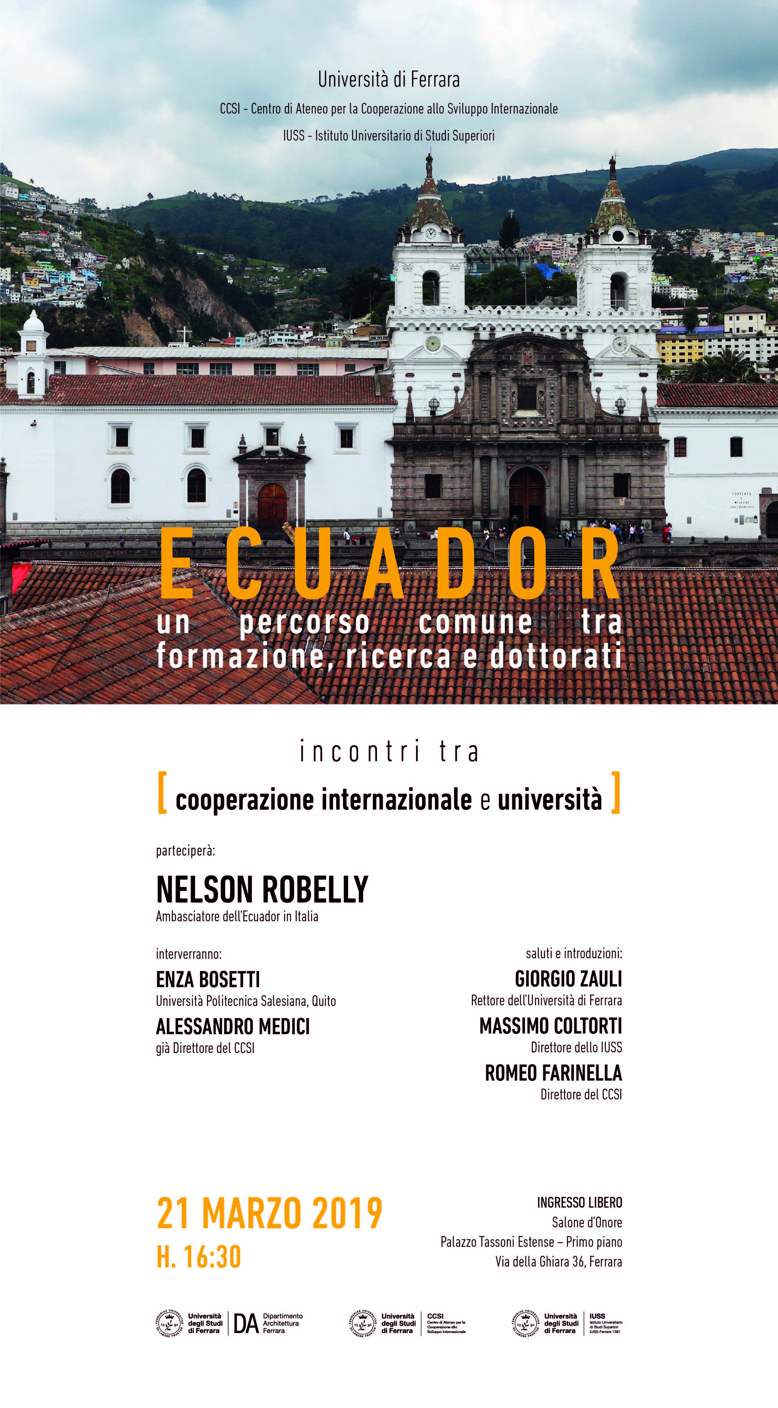 Programma Ecuador 21 marzo Ferrara